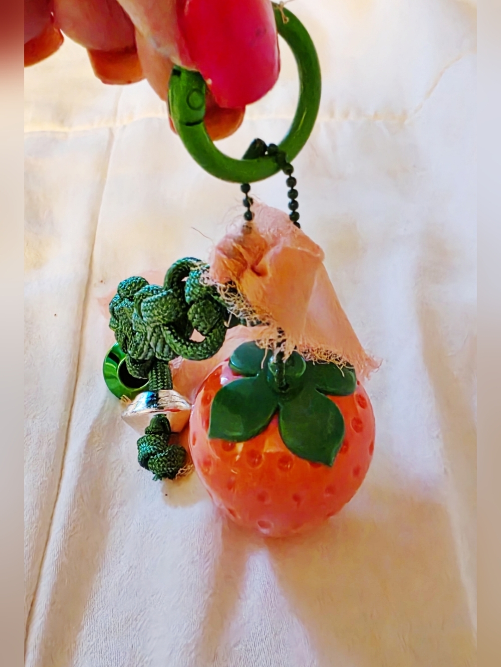 Handmade Strawberry Lip Balm Gloss Keychain Bag Charm Accessory - Picture 4 of 9
